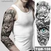 Tatouages colorés Dessin Autocollants Grand Bras Manches Tatouage Horloges Rose Oeil Lion Étanche Autocollant De Tatouage Temporaire Fleur Temps Body Art Complet Faux Tatoo Femmes MenL231