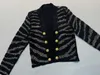 Vestes Femmes Designer Luxe Ba 2023 Début Automne Nouvelle Industrie Lourde Rivet Motif Léopard Bouton En Métal Double Boutonnage Manteau Tricoté TQVF