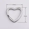 Nyckelringar 10st rostfritt stål hjärta runt nyckelring metall cirkel oval split ring nyckel diy kedjor tillbehör grossist