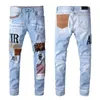 men pants designer jeans for mens jeans designer jeans men letter brand logo white black rock revival trousers biker Pants man pant Broken hole embroidery Size 28-40