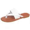 Tofflor kvinnor sommarmönster platt skor enkla och solid färg flip flop bekväm icke -sopare för