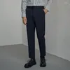 メンズパンツ秋のkpopファッションスタイルのハラジュクスリムフィットズボンすべてのマッチカジュアルな韓国の固体ストレートシリンダースーツパンツ
