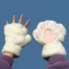 Mitaines pour enfants, gants mignons de dessin animé pour femmes, mitaines en peluche chaudes et douces, gants courts sans doigts, Costume demi-doigt