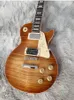 Nueva llegada 1959 Jimmy Page Tiger Flame Maple-top Marrón claro Sun Burst guitarra eléctrica cuerpo de caoba, herrajes cromados