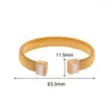 Bangle Gold Color Natural Stone Rands Open Armband för Woman Valentine's Day Jewelry Gifts Rostfritt stål 18K Pläterad
