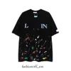 2023 Designer Luxury Lanvin Shirt Classic Hand Painted Graffiti Speckled kortärmad T-shirt för män och kvinnor Trendiga Lossa bekväma 654