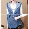 Parka Casual Denim Vesten Met Capuchon Vrouwen Oversize 4xl Mouwloze Jean Jassen Mode Chaleco Mujer Lente Zomer Losse Cowboy Vest