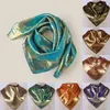 Halsdukar Gild Gilded Square Scarf Headscarf Ethnic Style African Unisex Satin Print Bandanas Scarves Kerchief Headwear J230428