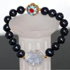 Strang 4 Stil Armbänder für Frauen natürliche schwarze Perlenperlen Nearround 7-8 mm 9-10 mm Armreif Goldfarbe Cloisonne Schmuck 7,5 Zoll B2968