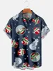 Мужские повседневные рубашки DUTRIEUX Clothing Короткая рождественская рубашка с рукавами с принтом снеговика инопланетянина