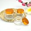 15g 30g 50g amberkleurige glazen potten lege container cosmetische fles met witte binnenvoeringen en zwarte gouden deksels Gsqul