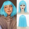 Synthetic Wigs Color Wig Female Short Hair Bobo Wig Shoulder Length Short Straight Hair Wigs Hair