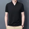 T-shirt da uomo Ragazzi Bianco Nero Camicia estiva da uomo Manica corta T-shirt oversize 3xl 4xl Sottile scollo a V T-shirt in seta di ghiaccio Casual Top con bottoni