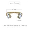 Bangle Bohemia Charm Bracelet For Women Antique Gold Color Round Blue/Transparent Resin Crystal Bangles Hollow Jewelry