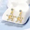 Dangle Earrings Korean Ol Style 5a Zirconia Crystal Star Star Pendant Gold Color Femach Drop Wedding Jewelry Gifts for Women