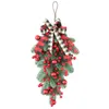 Ghirlanda di moda anni di fiori decorativi con ornamenti a sfera per la decorazione della porta d'ingresso 2024 Ghirlanda di Natale Splendida stella di Natale rosa