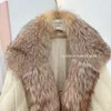 Pelliccia da donna Pelliccia sintetica Autunno Inverno Vera pelliccia di volpe Collo Cappotto spesso oversize Piumino d'oca al 90% Caldo Capispalla di moda di lusso da donna 231128