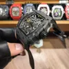 デザイナーri mlies高級時計メンズ機械時計ワインバレルRM3501シリーズオートマチックカーボンファイバーテープスポーツリストウォッチ