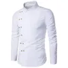 Herrklänningskjortor Skjorta avviker krage män långärmad bomullsdiagonal dubbelbröst