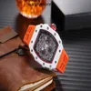 Diseñador Ri Mlies Relojes de lujo Relojes de aguja para hombre Reloj mecánico Seis hombres Casual Silicona Ghost Head Wine Barrel Marca suiza Reloj de pulsera deportivo