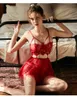 Sexy Pyjamas Sexy Sleepwear Women Backless Wear Night Gowns With Thong Sets V-neck Lace Sleeveless Sexy Young Fashion Nightwear 230428