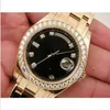 Shippng Luxury masculino masculino 18K Obra -prima de ouro amarelo Black Diamond Dial