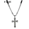 Pendant Necklaces UAGE Cross Pendant Necklace For Men Women 316L Stainless Steel Rosary Beads Necklace Religious Jewelry 231127