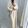 Ethnische Kleidung Mode Kimono Winter Abaya Für Frauen Samt Strickjacke Muslimischen Mantel Offene Abayas Dubai Islam Kleidung Türkische Tunika Arabes mujer