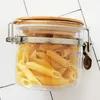 Storage Bottles Stainless Steel Buckle Glass Jars With Bamboo Lid Food Sealed Candy Grains Kitchen Container