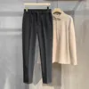 Męskie spodnie zimowe gęste garnitury Panto Mężczyzny zwykłe proste koreańskie klasyczne modne wełniane wełniane ubrania Brązowe czarne spodnie formalne spodnie Mężczyzna 231127
