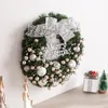 Decorative Flowers Ribbon For Christmas Wreaths With Silver Colored Bows And Balls Front Door Wall Party Snowflake Welcome Sign