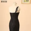 Jeheth Black One Shoulder Mermaid aftonklänning Spets Tulle Sweetheart Neck Party Gown for Women Custom Made 100% Faktisk bild