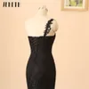 Jeheth Black One Spalla Mermaid Abito da sera in pizzo Tulle Sweetheart Neck Party Abito per donne realizzate al 100% Immagine reale