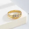 Band Rings ZHOUYANG Chunky Croissants Rings For Women Vintage Gold Color Statement Ring Finger Accessories Fashion Trendy Jewelry KAR210 Z0428