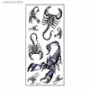 Tattoos Colored Drawing Stickers Men Fashion Cool Funny 3D Scorpion King Temporary Waterproof Tattoo StickerL231128