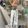 Womens Tanks Camis White Tube Top And Long Ruffled Strappy Camisole Two Piece Sets High Street Lace Y Matching Outfits Rave Clubwear D Dhuzs