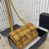 CF Woolen Bag designer Womens axelväska 25 cm tweed Diamond Gold Hardware Metallic Clasp Luxury Handbag Matelasse Chain Crossbody Bag Makeup Bags Travel Sacoche