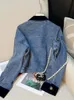 Damesjacks Korea Fashion Women Denim Jacket Vintage losse revers lapwerk vrouwelijke jas korte jeans jas vrouwen bovenkleding 230428