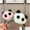 Hårtillbehör Hårtillbehör Djurdocka Panda pannband Söt kinesisk stil Klipp Plush Band Hårband Cartoon Hoop Girl Drop Deliv DH17D