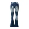 Jean femme papillon broderie Jean pantalon taille basse Streetwear décontracté mode pantalon droit dames ample bleu lavé