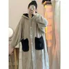 Kvinnors sömnkläder Kvinnor Tjock Coral Fleece Bath Robe Winter Loose Flanell Female Dressing Glown Lång huva varma badrockrockar