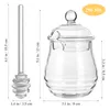 Dinnerware Sets Honey Jar Glass Containers Jam Container Dipper Storage Clear