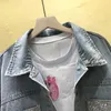 Jackets femininos Rimocy Crystal Pocket Crop Cutped Jackets Women Women Autumn Manuve Longa Jaqueta Loja Mulher Up Streetwear Jean Outwear 230428