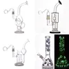 1 pçs narguilé vidro bong tubo de água brilho no escuro favo de mel copo bongs coletor de gelo reciclador dab rig com 14mm tubo queimador de óleo de vidro