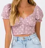 Koszule damskie 2023 Summer Flower Girl Bubble Sleeve Krótka koszula francuski styl wypoczynek przycięty top blusas mejr de moda verano elegantes