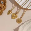 Chains 2023 Vintage Pendant Necklace For Women Heart Round Charm Gold Chain Geometric Color Titanium Steel Jewelry