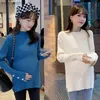 Maternity Tops Tees 369# Autumn Winter Knitted Maternity Sweaters Loose A Line Splits Shirt Clothes for Pregnant Women Postpartum Pregnancy TopsL231128