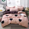 Ensembles de literie Ensemble coeur rouge enfant adolescent dessin animé couette housse de couette drap de lit roi reine double linge complet 3/4 pièces maison Textilevaiduryd