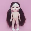 Dockor 16cm BJD 13 MOVERABLE FOURTED Söt Big Eyeball Little Boy Girl Head Doll med skor för flickor Toys Naken Body Fashion Gift 230427