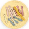 Baby Bottles# 3PCS Silicone Spoon Fork For Utensils Set Feeding Food Toddler Learn To Eat Training Soft Cutlery Childrens Tableware 230427